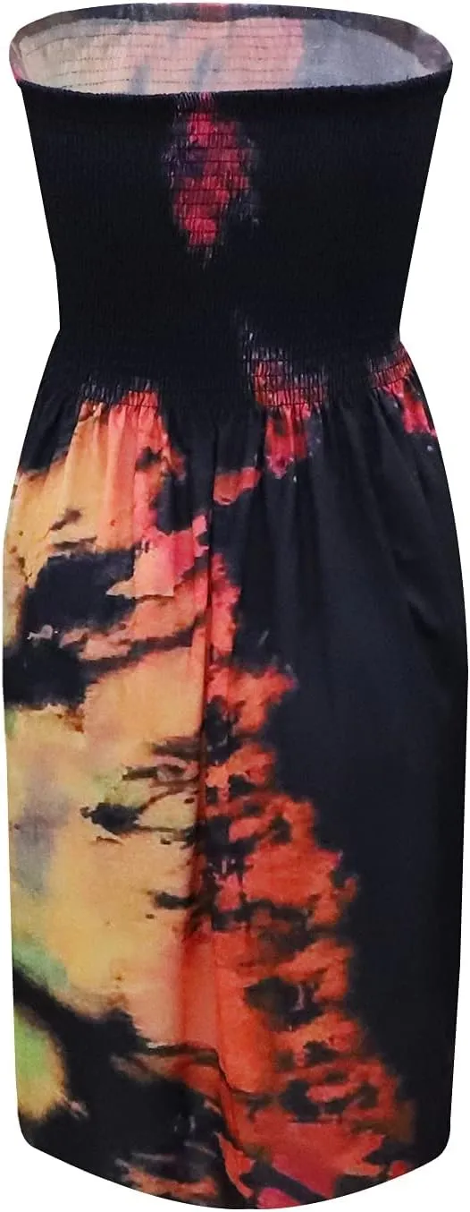 Zyyfly Strapless Dress for Women Summer Beach Boho Smocked Tube Top Dress